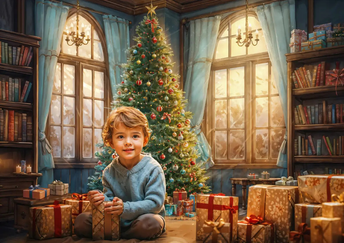 Kate Fantasy Cartoon Colorful Christmas Toy and Gift Room Printed Backdrop Designed by GQ