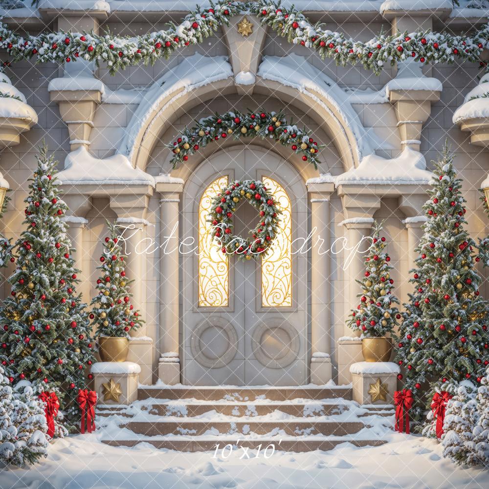 Kate Winter Christmas White Retro Castle Arch Door Backdrop Designed by Emetselch