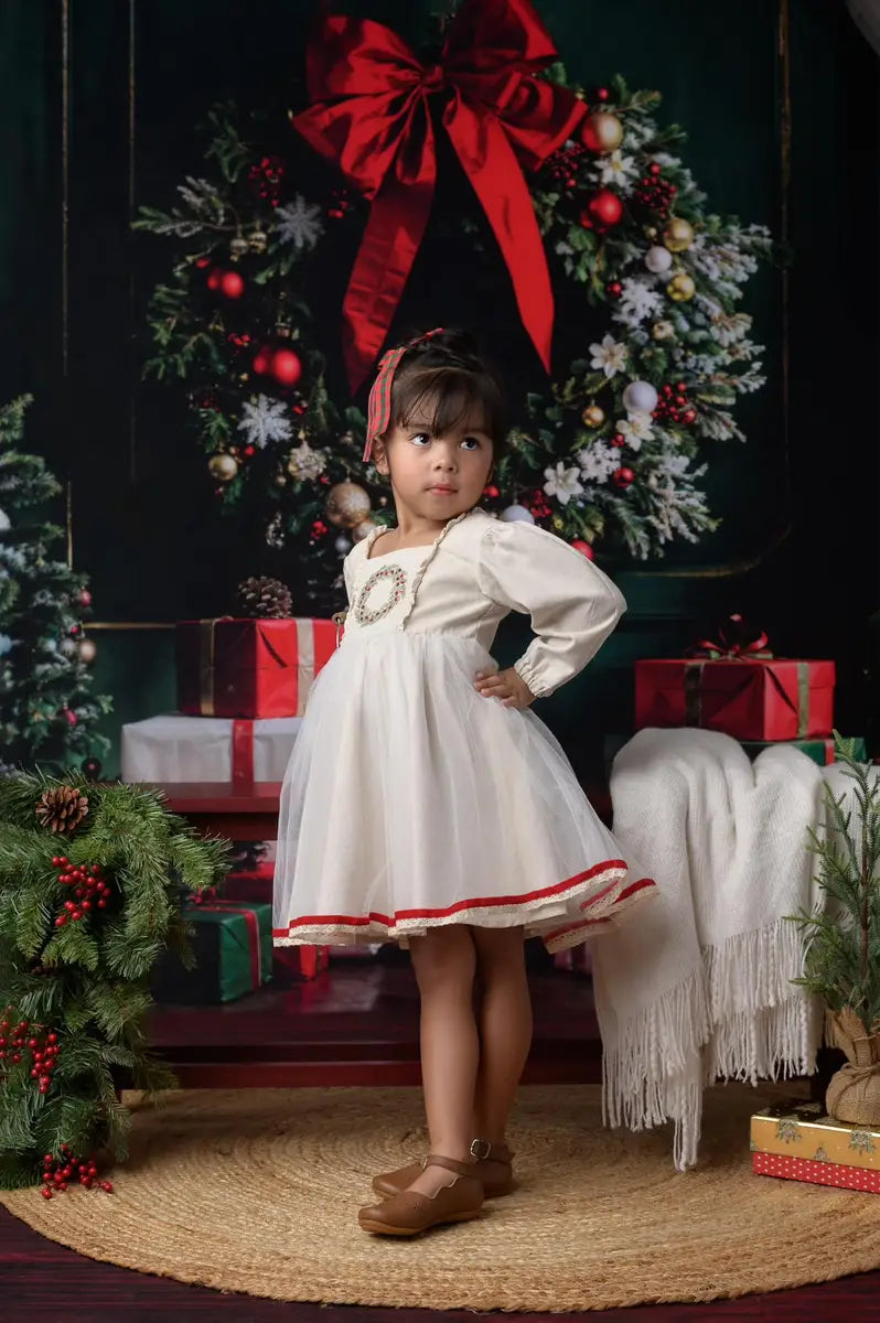 Kate Christmas White Curtain Dark Green Vintage Wall Backdrop+Brown Wooden Floor Backdrop