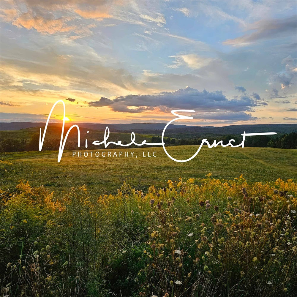 Exterior Bosque Verde Pradera Montaña Atardecer Fondo Diseñado Por Michele Ernst Photography