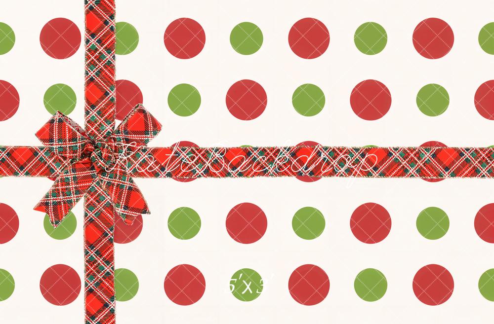 Kate Christmas Gift Red Bow Colorful Dot Backdrop Designed by Chain Photography