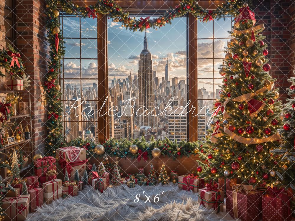 Kate Christmas Modern City Skyscraper Backdrop Designed by Emetselch