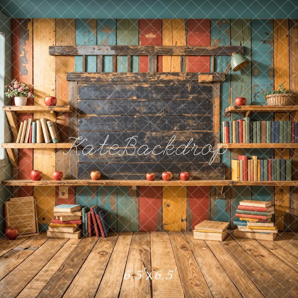 Librería de Regreso a Clases Tablón de Madera Marrón Oscuro Diseñado por Emetselch