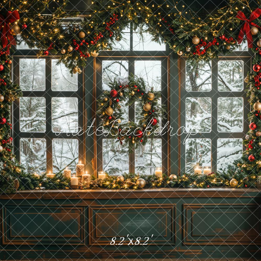 Kate Christmas Vintage Green Kitchen Backdrop Designed by Emetselch