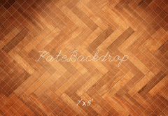 Kate Orange Brown Herringbone Wooden Floor Printed Backdrop Designed by Kate Image