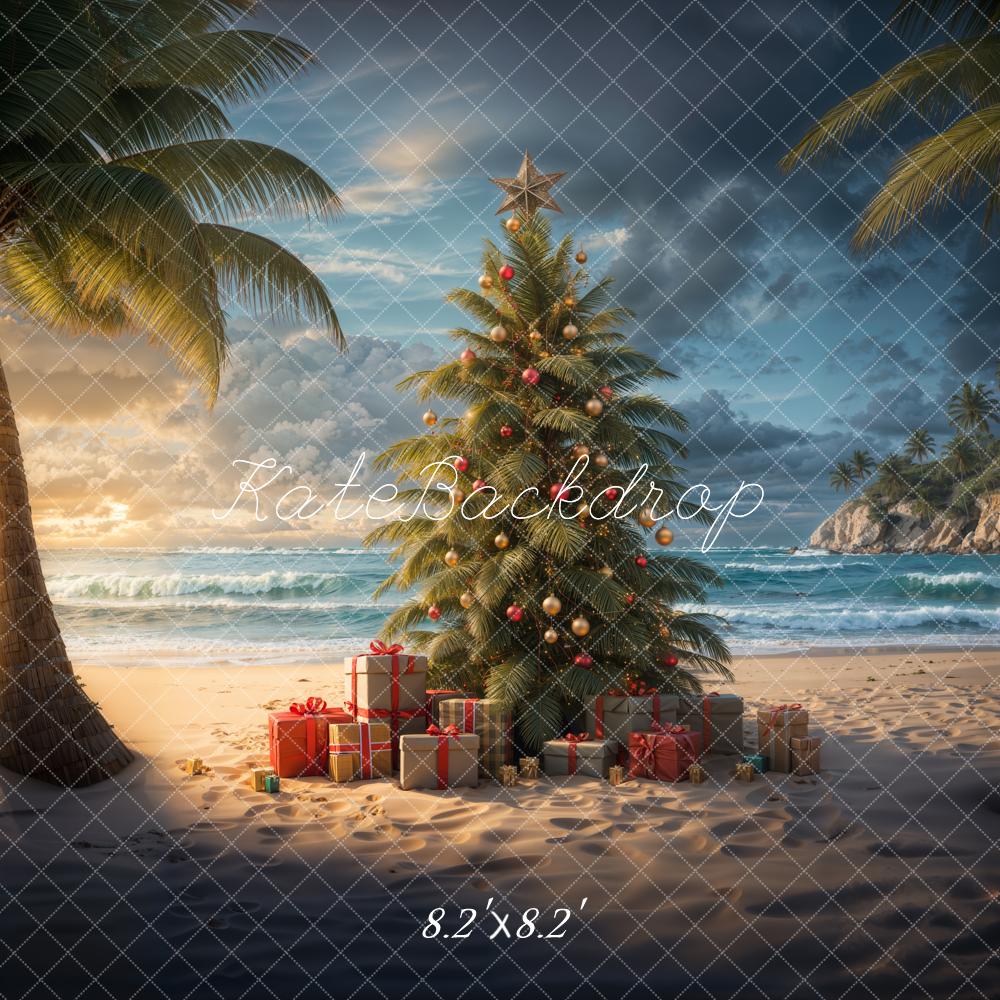 Kate Christmas Sea Beach Island Sunset Backdrop Designed by Emetselch