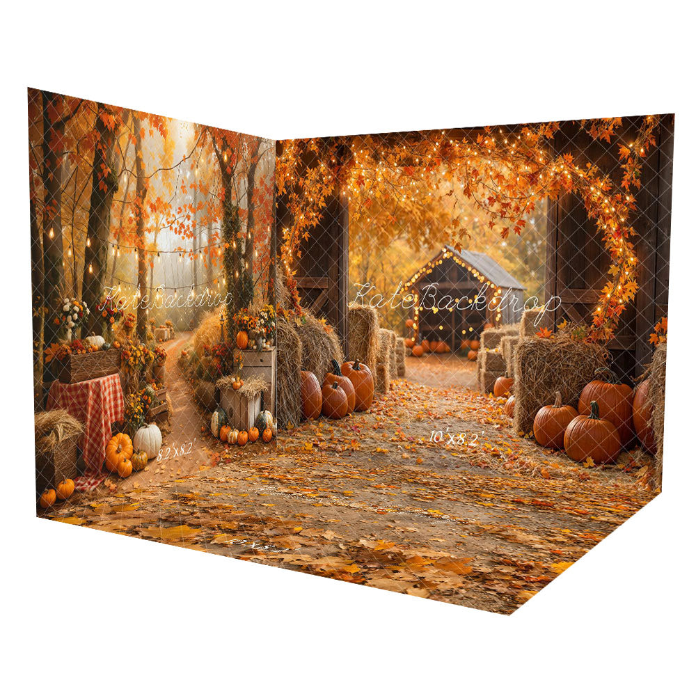 Fall Outdoor Maple Forest Barn Pumpkin Kamer Set