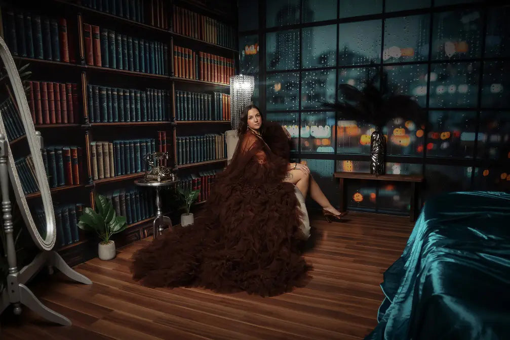 Kate Rainy Window Modern City Lights Printed Backdrop Designed by Mini MakeBelieve