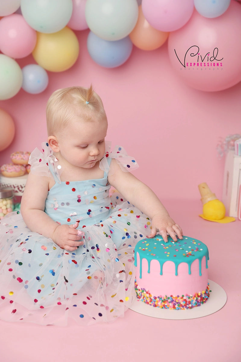 Kate Cake Smash Pastel Balloons Dessert Backdrop Designed by Melissa King