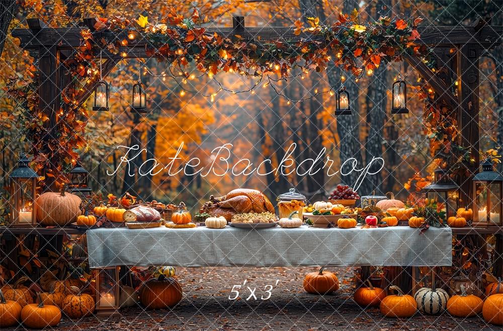 Kate Fall Leaves Thanksgiving Turkey Dinner Backdrop Designed by Mini MakeBelieve