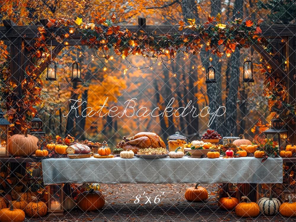 Kate Fall Leaves Thanksgiving Turkey Dinner Backdrop Designed by Mini MakeBelieve