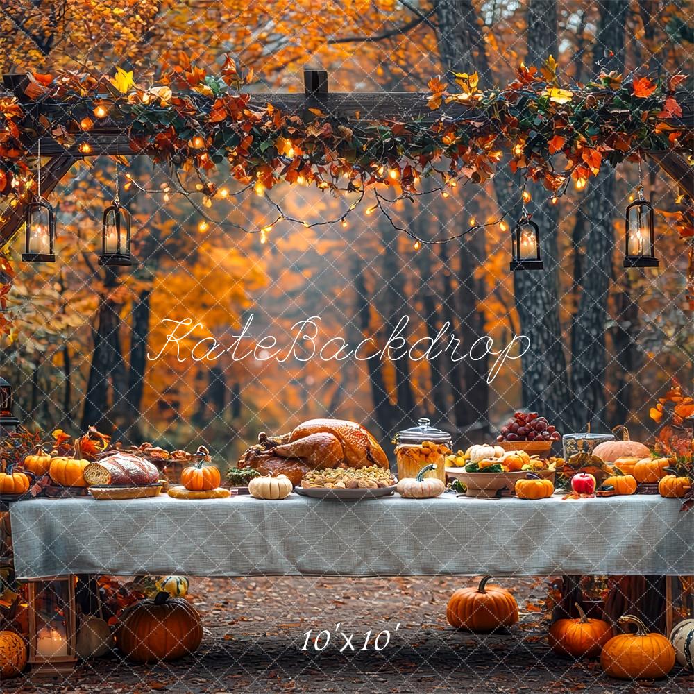 Kate Fall Leaves Thanksgiving Turkey Dinner Backdrop Designed by Mini MakeBelieve