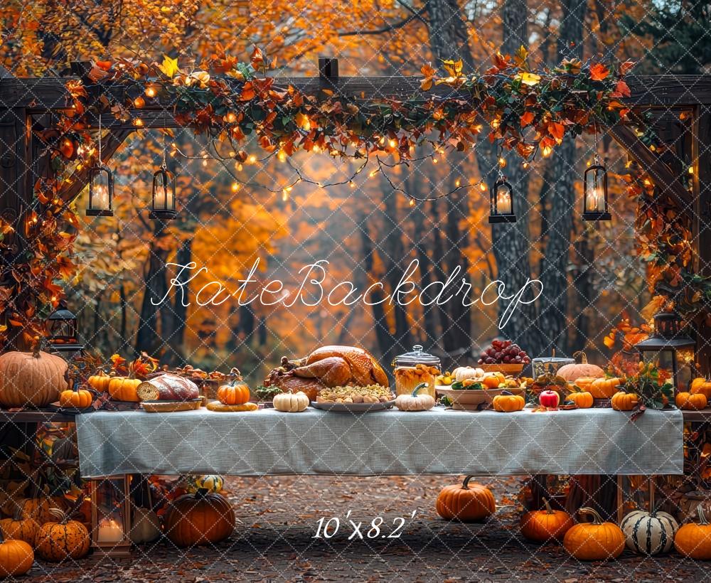 Kate Fall Leaves Thanksgiving Turkey Dinner Backdrop Designed by Mini MakeBelieve