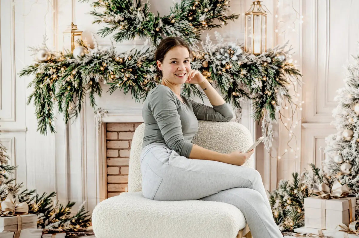 Kate Christmas Tree Fireplace Garland Backdrop Designed by Emetselch