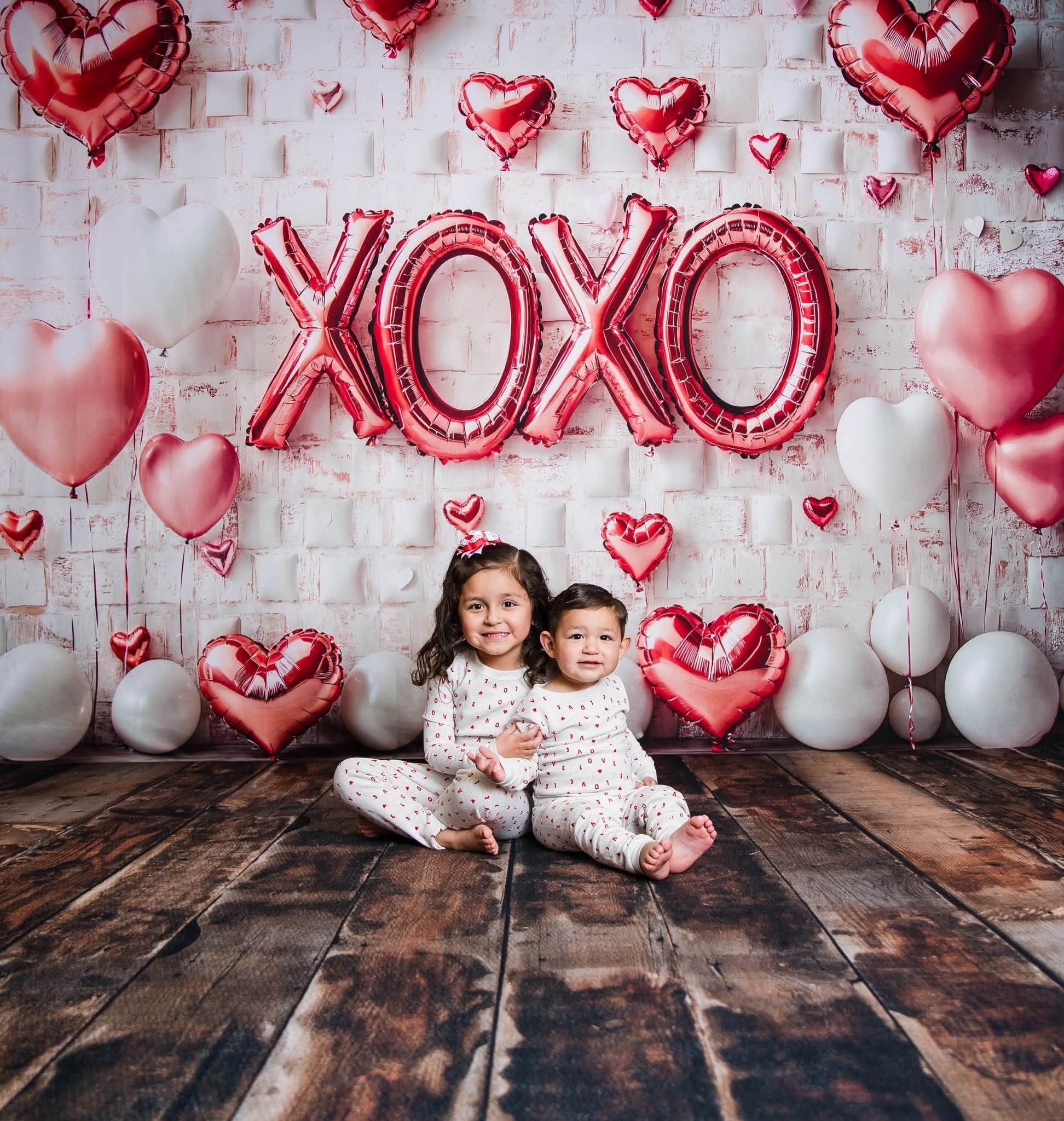 Kate Valentine's Day Pink Heart Balloon Backdrop Designed by Emetselch