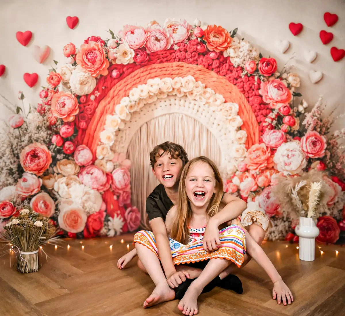 Arcata Floreale Boho Cuore Rosa Sfondo Designed by Emetselch