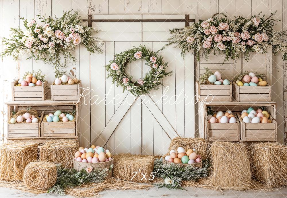 Easter Floral Egg Farmhouse Foto Achtergrond Designed by Emetselch
