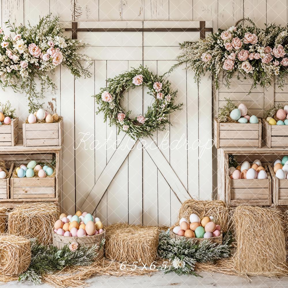 Easter Floral Egg Farmhouse Foto Achtergrond Designed by Emetselch