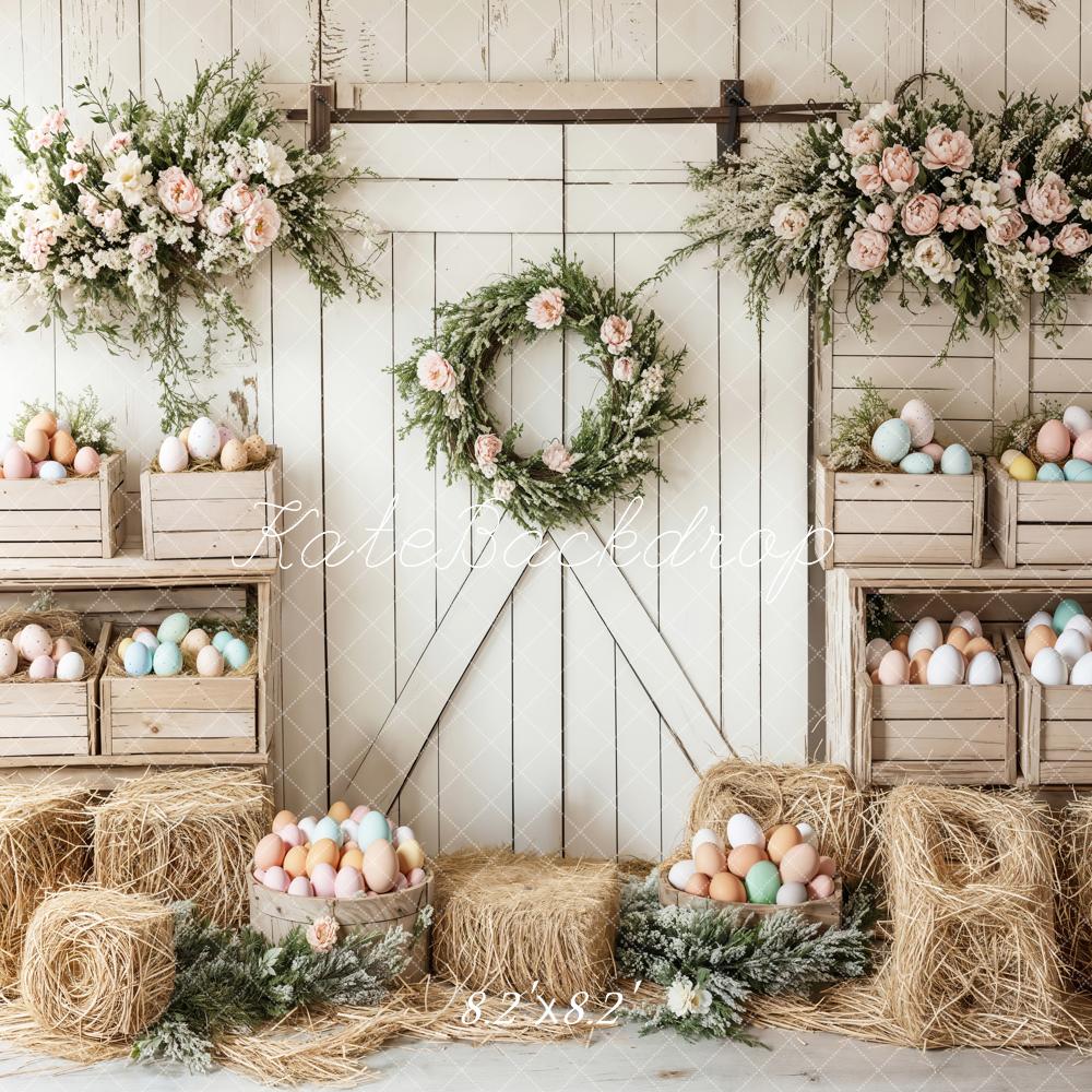 Easter Floral Egg Farmhouse Foto Achtergrond Designed by Emetselch