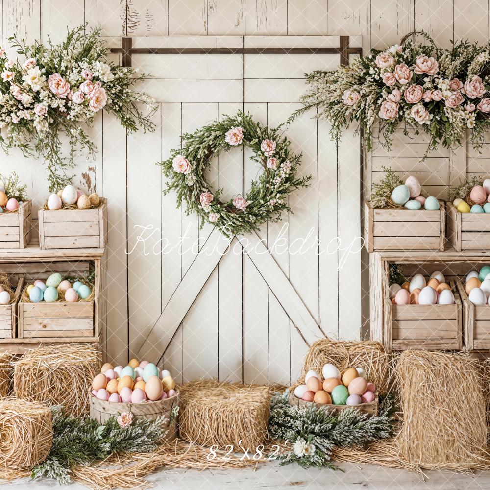 Easter Floral Egg Farmhouse Foto Achtergrond Designed by Emetselch