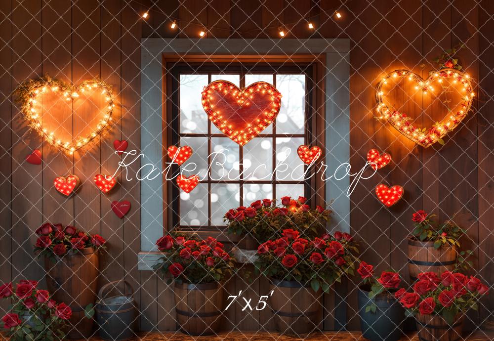 Valentine's Hearts Lights Roses Foto Achtergrond Designed by Emetselch