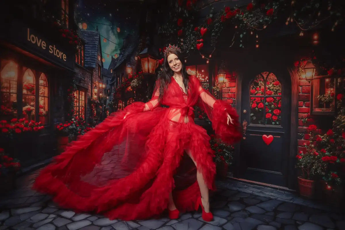 Juego de habitación floral romántico de noche en el pueblo diseñado por Kate.