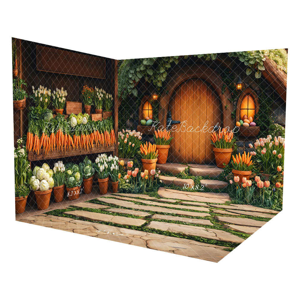 Casa Hobbit de Pascua Tulipanes Zanahorias Set de Habitación
