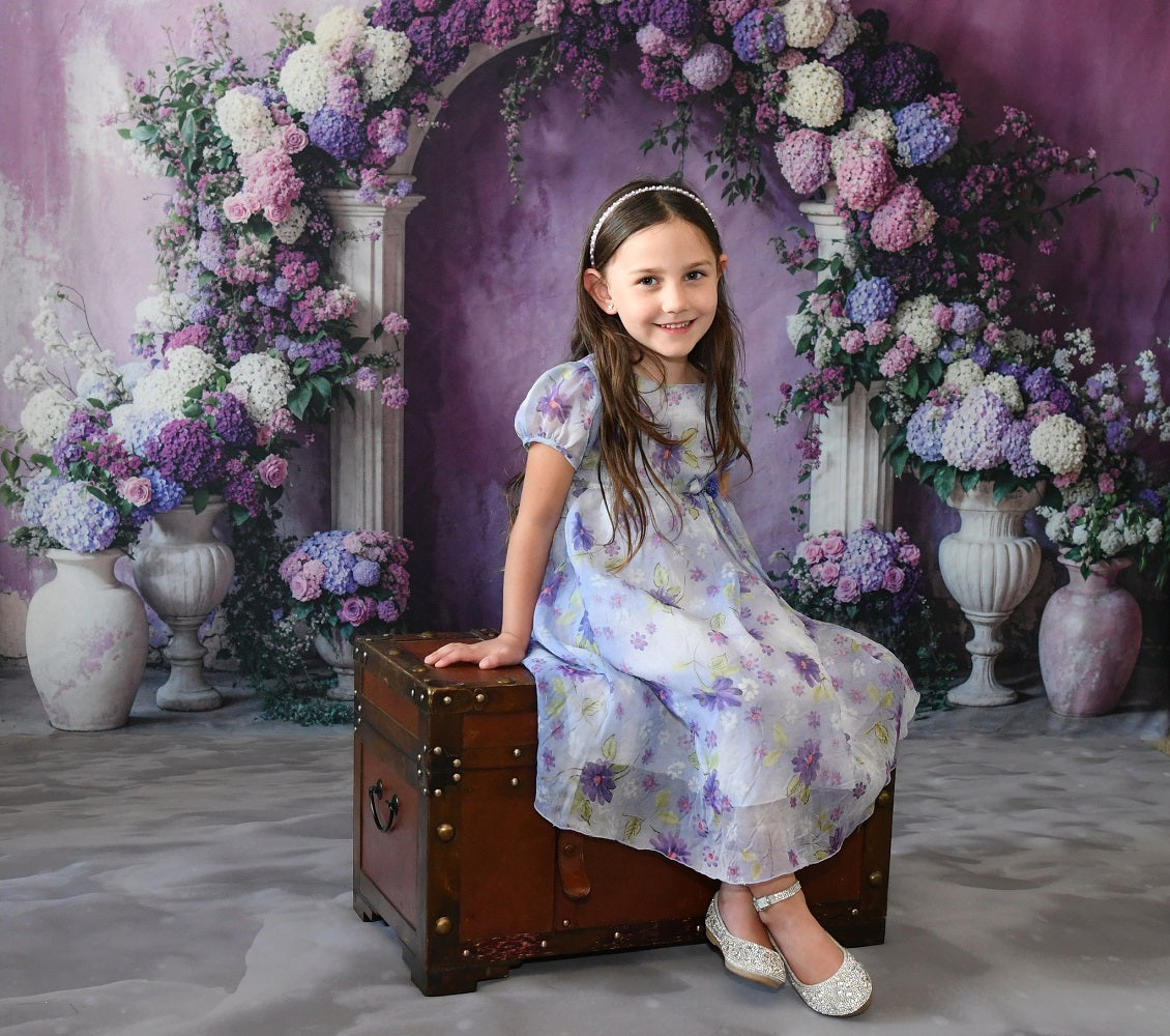 Kate Spring Beautiful Purple Floral Arch Backdrop Designed by Emetselch