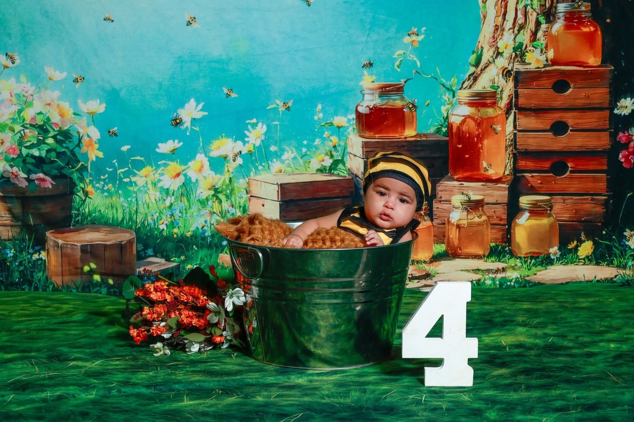 Kate Spring Floral Tree with Honey Jars Backdrop for Kid Portraits Designed by Emetselch