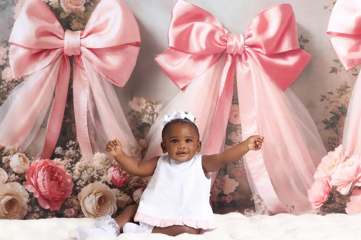 Fondos florales de la primavera en rosa con lazo diseñados por Emetselch