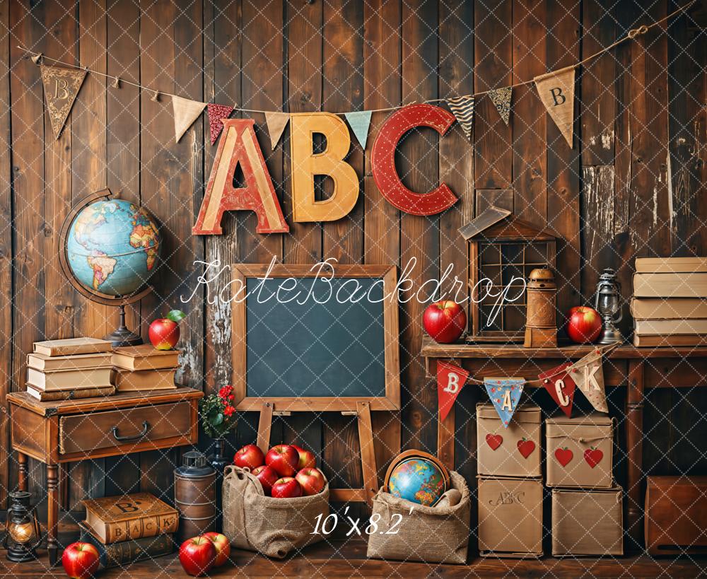 Kate Back to School/Graduation Globe Vintage Wooden Wall Backdrop Designed by Emetselch