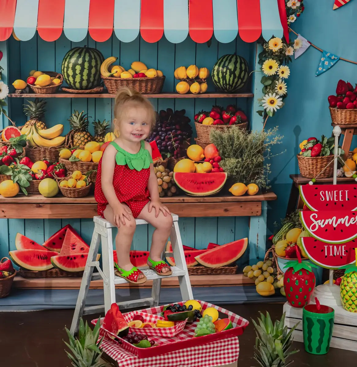 Kate Summer Fruit Stand Watermelon Backdrop Designed by Kate Image