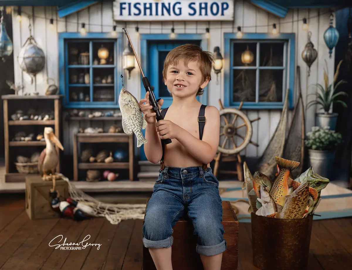 Negozio di pesca sfondo nautico progettato da Ashley Paul