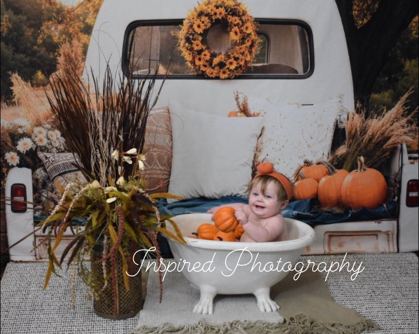 Kate Fall Truck Pillows Pumpkin Backdrop Designed by Emetselch