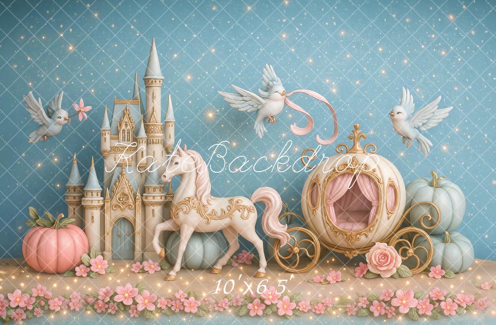 Castillo de Cuento de Hadas Carroza Aves Fondo