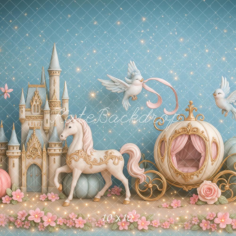 Castillo de Cuento de Hadas Carroza Aves Fondo