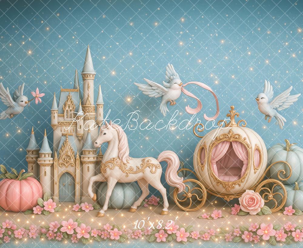 Castillo de Cuento de Hadas Carroza Aves Fondo