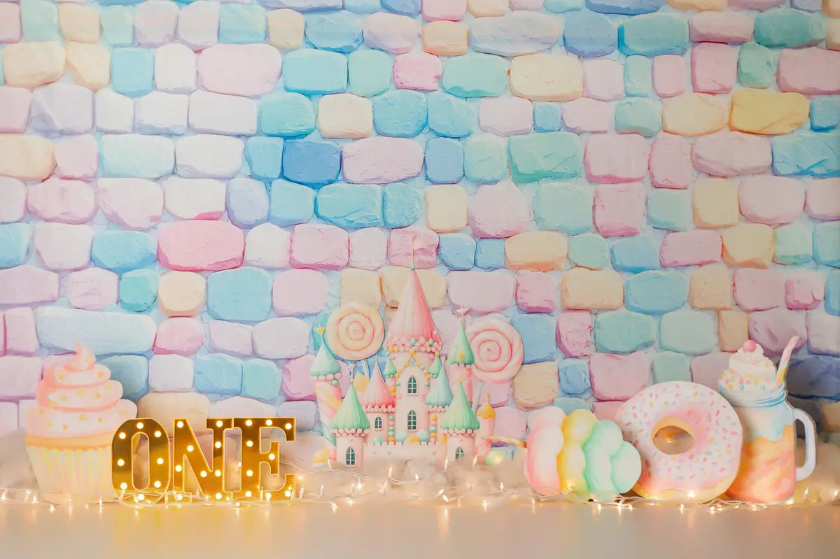 Cake Smash Candyland Gingerbread Pastel Balloons Foto Achtergrond Designed by Ashley Paul
