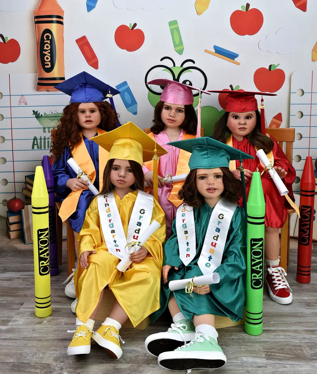 Kate Back to School Books Worm Crayon Backdrop Designed by Patty Roberts