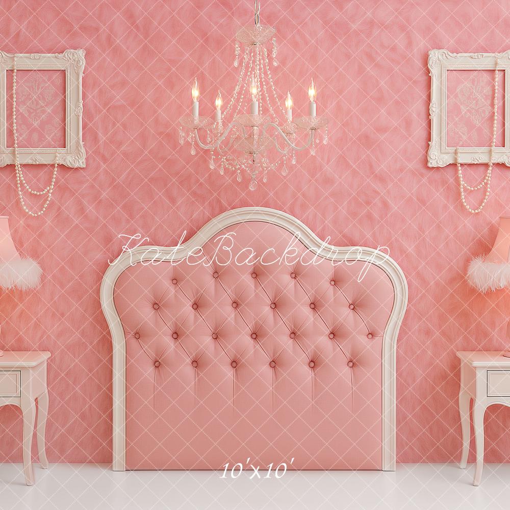 Kate Boudoir Pink Headboard Chandelier Backdrop Designed by Ashley Paul