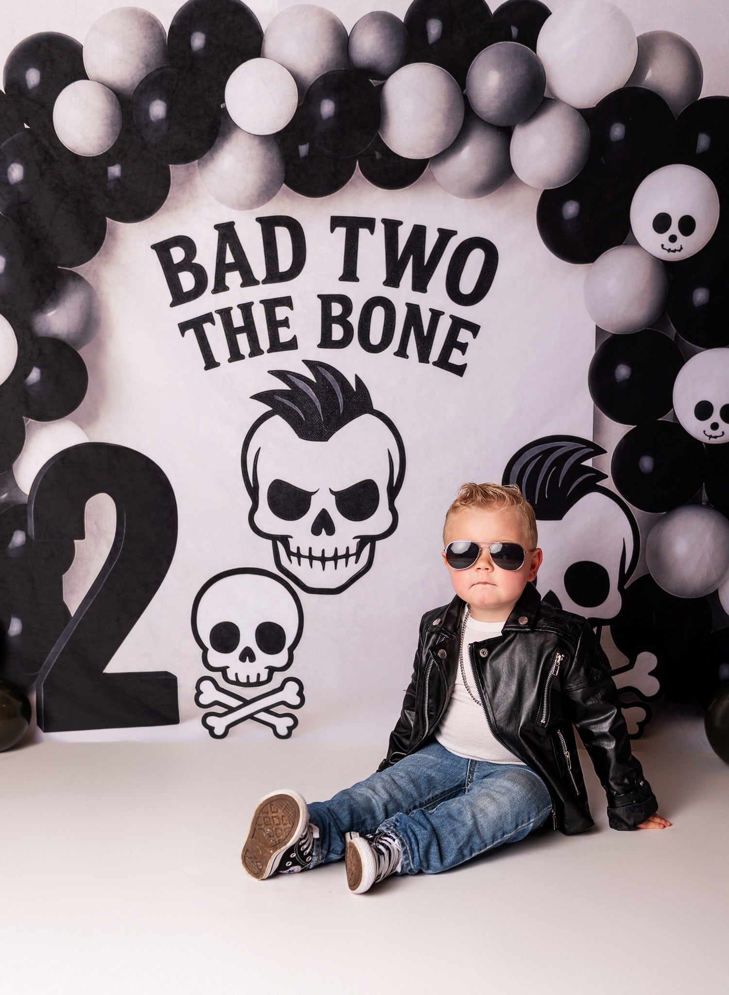Cake Smash Rock Skull Balloon Arch Backdrop Designed by Patty Roberts