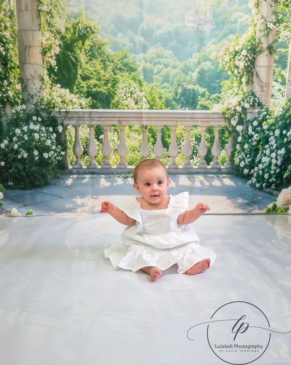 Kate Summer Terrace Arch Floral Greenery Mountain Backdrop Designed by Emetselch