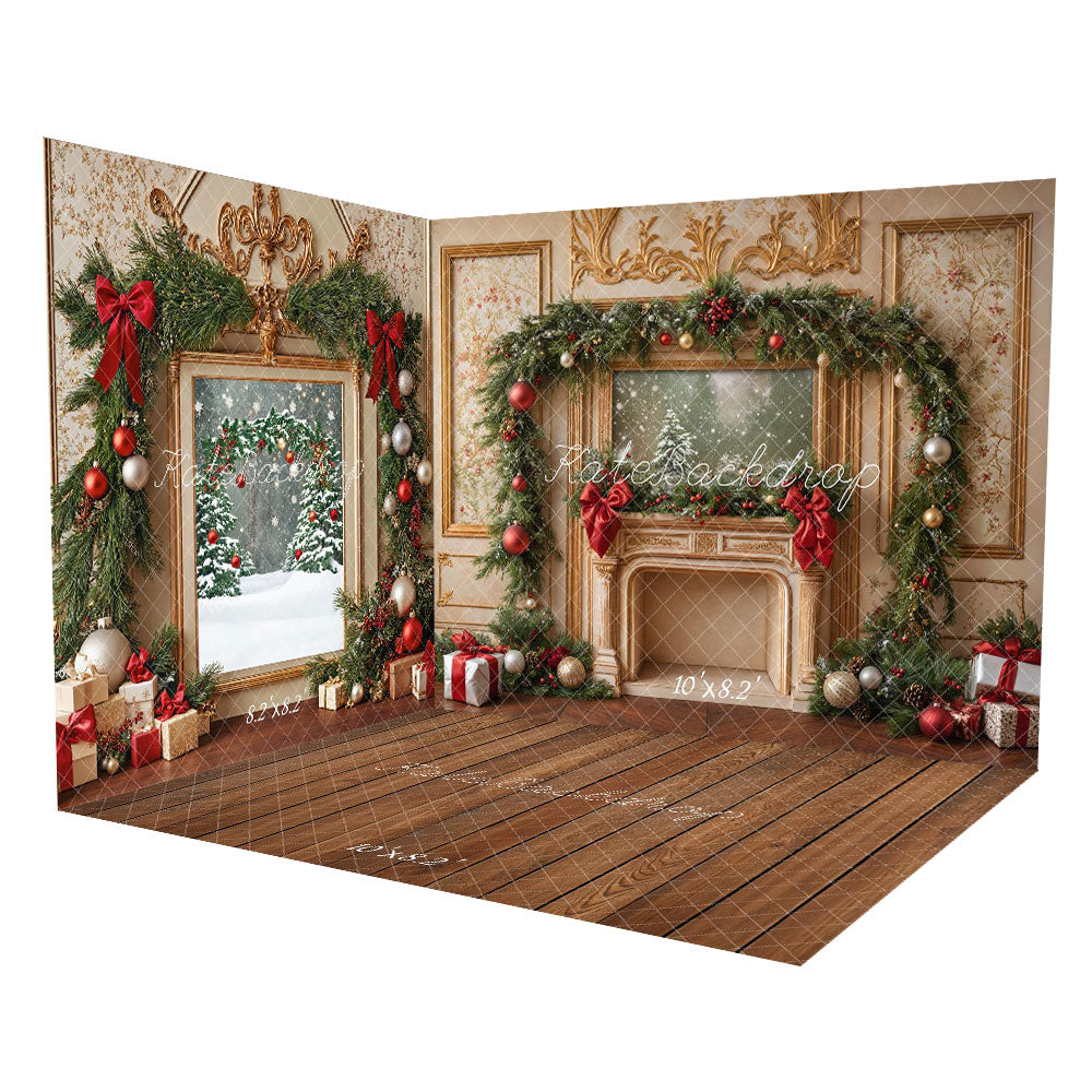 Kate Christmas Fireplace Garland Arch Retro Room Set