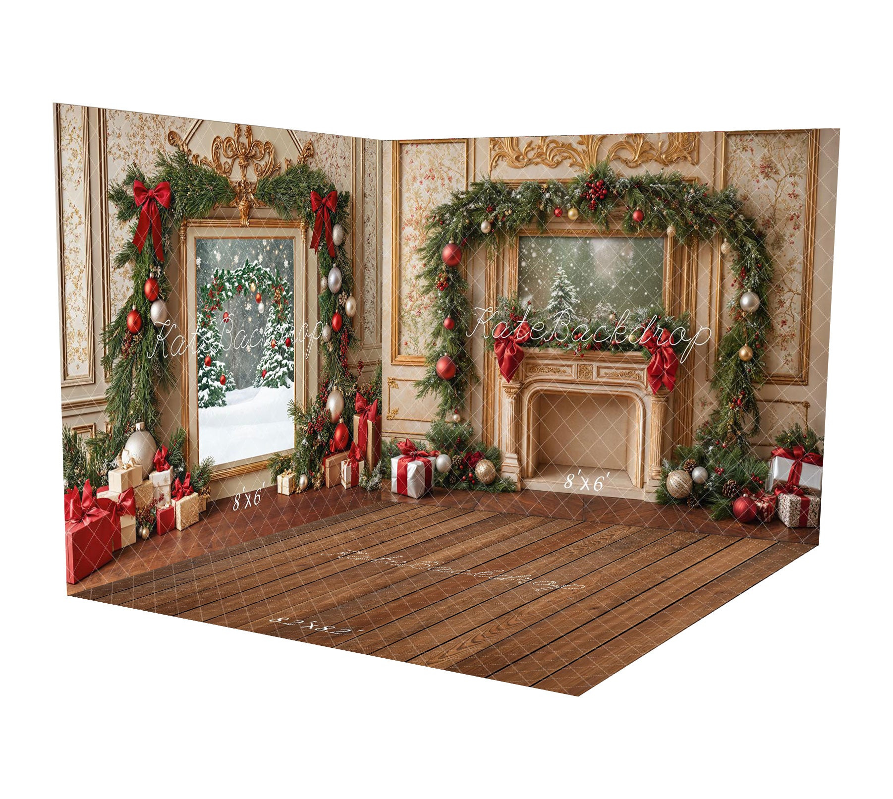 Kate Christmas Fireplace Garland Arch Retro Room Set