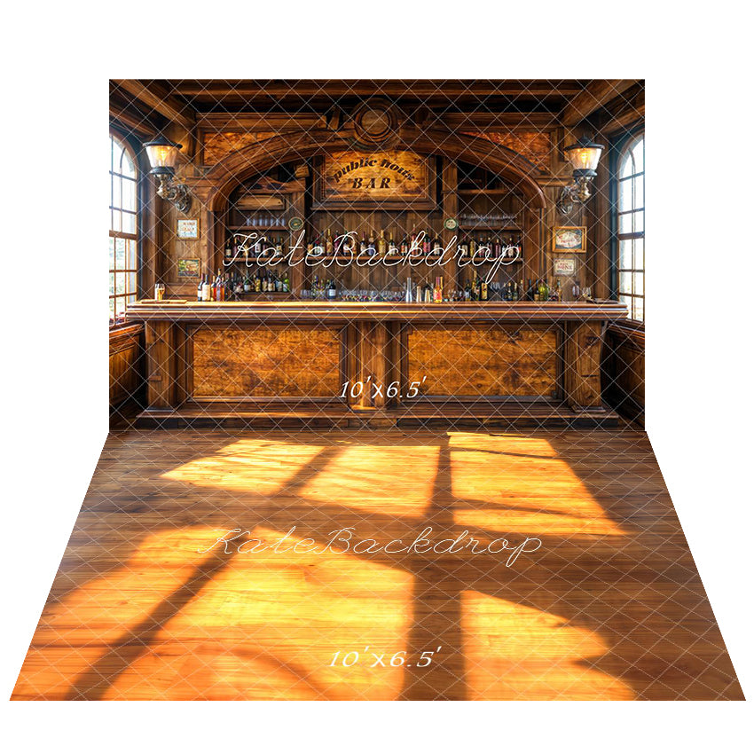 Fondo de madera vintage interior de bar para el Día del Padre + fondo de piso iluminado por el sol cálido
Designed by.