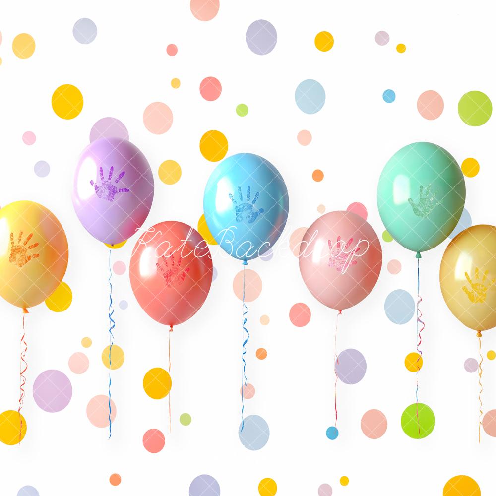 Kate Cake Smash Colorful Balloons Dots Backdrop Designed by Emetselch
