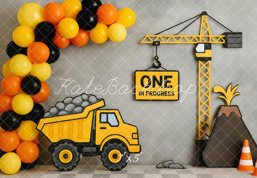 BELECO 9x6ft Fabric Construction Excavator Photography Backdrop Digger Excavator Crane Work On Construction Site Background Construction Theme Birthday Party Decoration Photo Studio Props