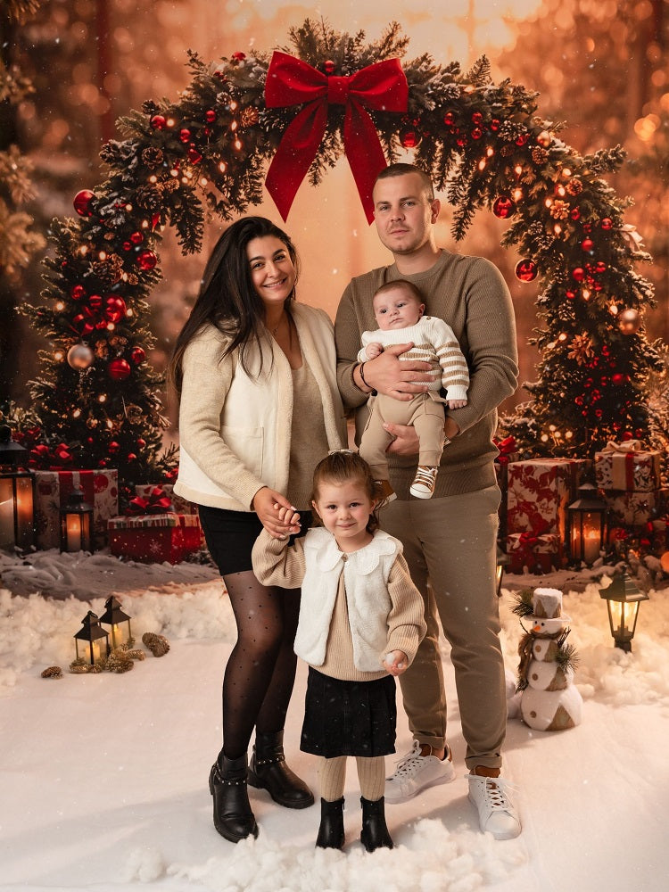 Kate Christmas Arch Bow Forest Sunlit Gifts Backdrop Designed by Emetselch