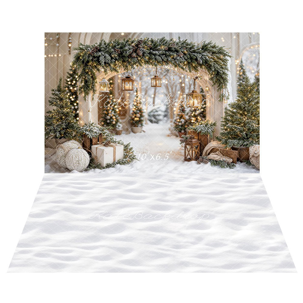 Kate Christmas Arch Garland Snow Trees Backdrop Designed by Emetselch
