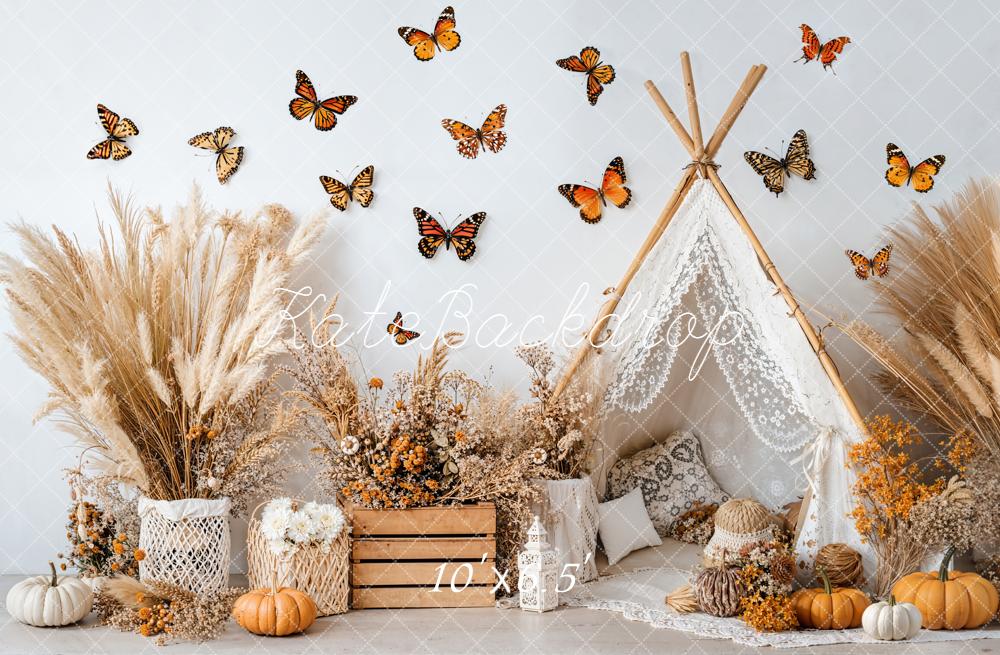 Kate Fall Boho Butterfly Teepee Cozy Backdrop Designed by Emetselch